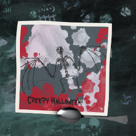 Creepy Halloween Bat Skeleton Serviette
