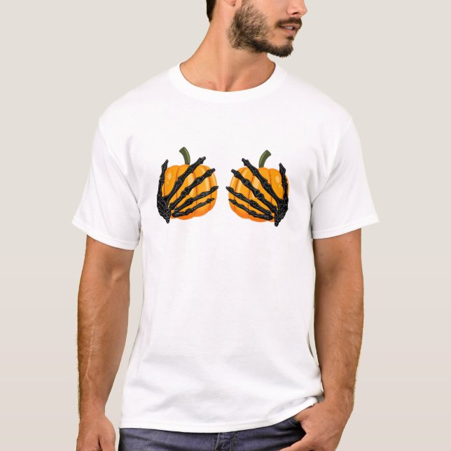 Creepy Halloween Bra Skeleton Pumpkin for Women T-Shirt (Vorderseite)