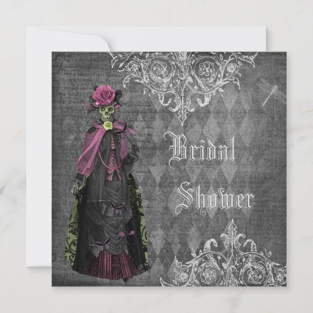 Creepy Halloween-Braut-Shabby Chic-Brautparty Einladung (Vorderseite)