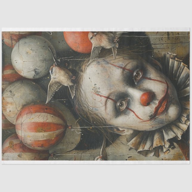Creepy Halloween Clown Decoupage Seidenpapier (Vorderseite)
