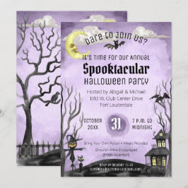 Creepy Halloween Kostüm Party Spooky Lila Black Einladung