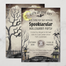 Creepy Halloween Kostüm Party Spooky Sepia Tone Einladung