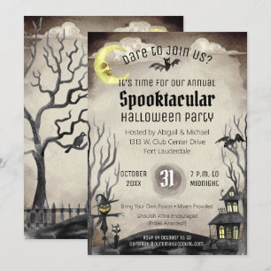 Creepy Halloween Kostüm Party Spooky Sepia Tone Einladung