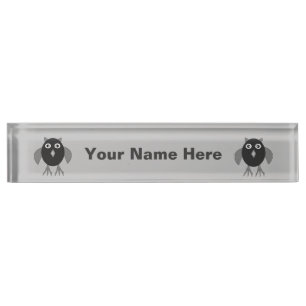 Creepy Halloween Owl Custom Desk Namplate Namensplakette