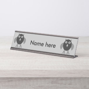 Creepy Halloween Owl Custom Desk Sign Schreibtischnamensplakette