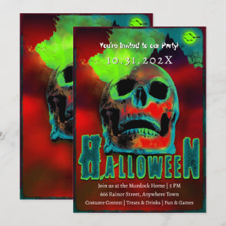Creepy Halloween-Party Zombies Neon Beängstigend S Einladung