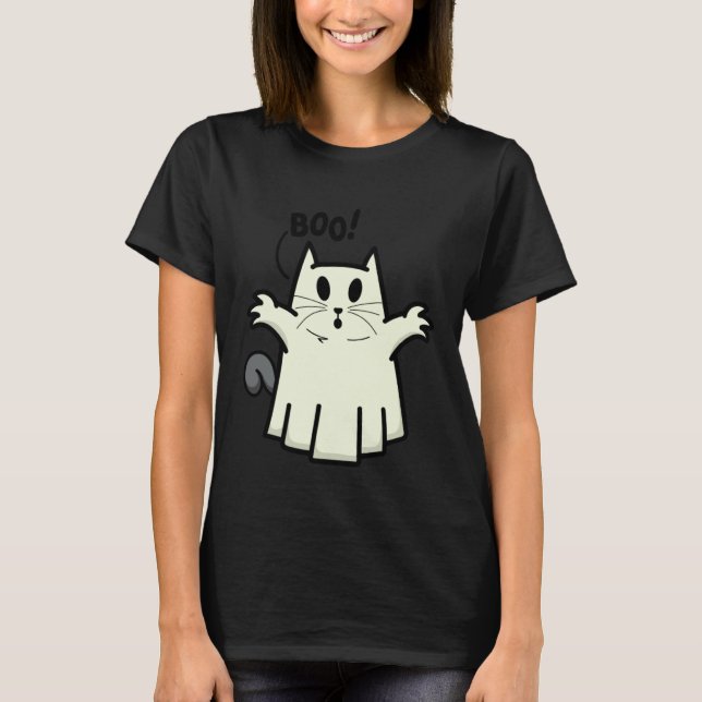 Creepy Halloween Peeking Black Cat for Feline T-Shirt (Vorderseite)