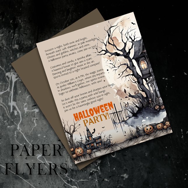Creepy Halloween Spooky Party Gedicht Einladung Flyer (Inexpensive and ideal Halloween invitations, perfect for inviting guests to your party.)