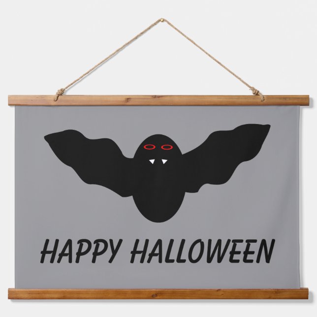 Creepy Halloween Vampire Bat Custom Wandteppich Mit Holzrahmen (Vorne)