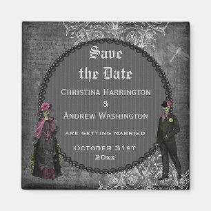 Creepy Halloweenbraut u. -bräutigam Save the Date Magnet