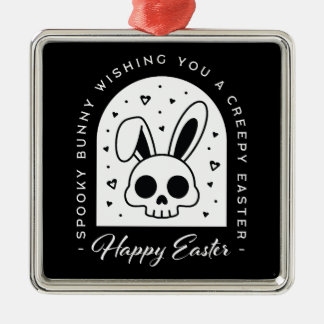 Creepy Happy Easter bunny skull gothic aesthetic Ornament Aus Metall