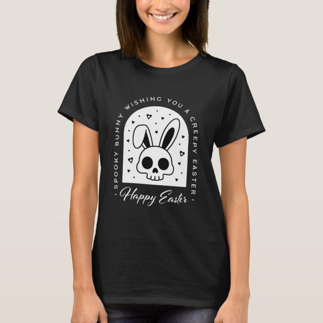 Creepy Happy Easter bunny skull gothic aesthetic T-Shirt (Vorderseite)