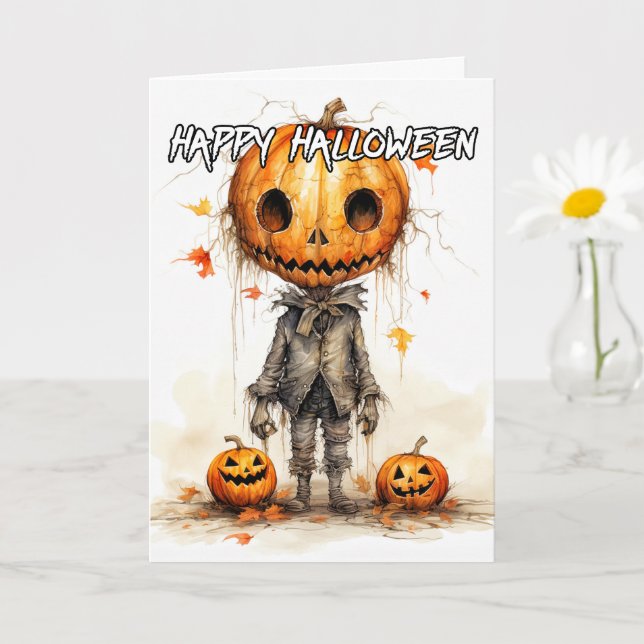 Creepy Happy Halloween Pumpkin Art Karte (Kleine Pflanze)