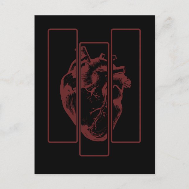 Creepy Heart Human Anatomy Hexe Emo Art Postkarte (Vorderseite)