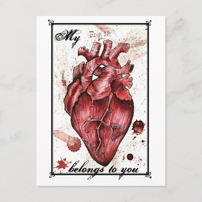 Creepy Heart Liebe Card Edgar Allan Poe Zitat Postkarte (Vorderseite)