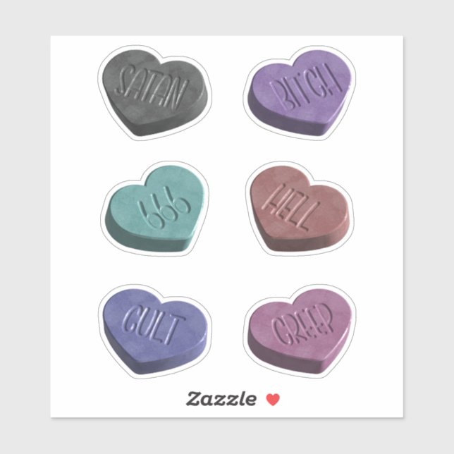 Creepy Hearts Candy Aufkleber (Blatt)