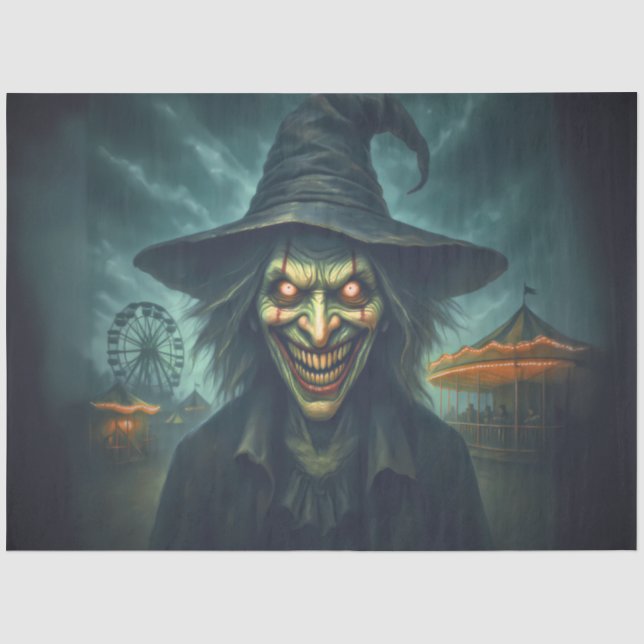 Creepy Hexe im Karneval - Horror Halloween Seidenpapier (Vorderseite)
