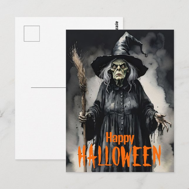 Creepy Hexe Postkarte (Vorne/Hinten)