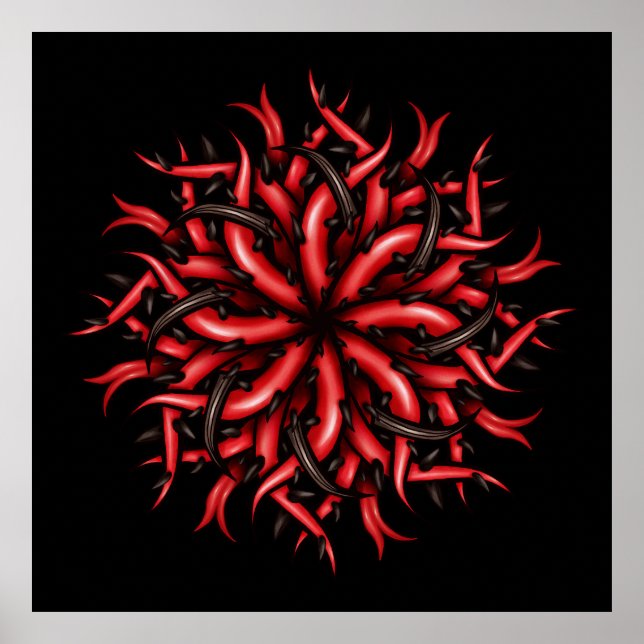 Creepy Horror Demon Tentacles Dunkle Kunst Poster (Vorne)