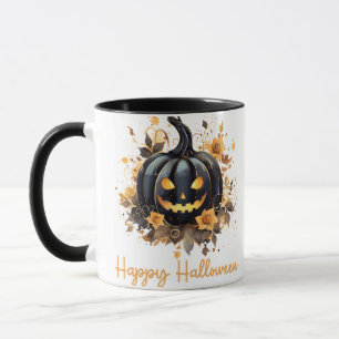 Creepy Jack-O' Lantern Floral Happy Halloween Tasse
