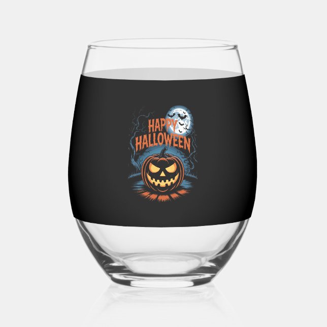 Creepy Jack O� Lantern Halloween Weinglas Ohne Stiel (Vorderseite)