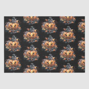 Creepy Jack-O' Lantern Pattern Halloween Seidenpapier