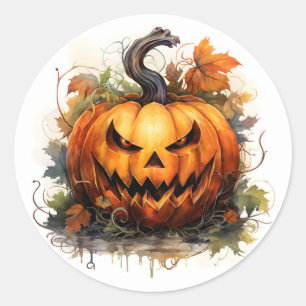 Creepy Jack-O-Lantern Runder Aufkleber