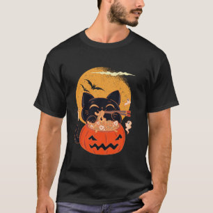 Creepy Kawaii Cat Eating Worms Ramen Noodles Hallo T-Shirt