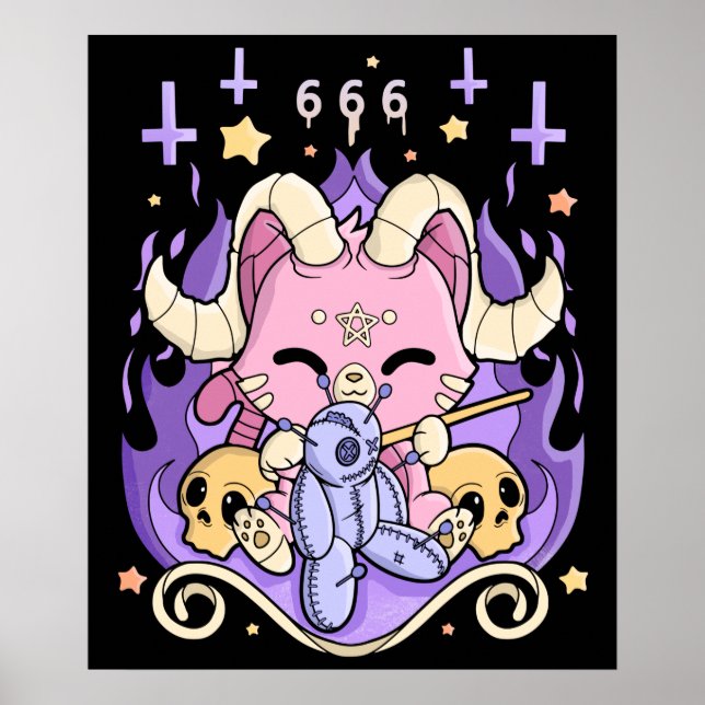 Creepy Kawaii Chibi Horror Niedlich Creepy Pastel  Poster (Vorne)