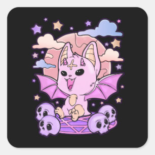 Creepy Kawaii Chibi Horror Niedlich Creepy Pastel Quadratischer Aufkleber