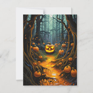 Creepy Kürbislaterne Pumpkin Halloween-Party Postkarte