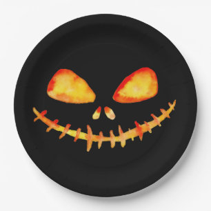 Creepy Lächeln Jack O' Lantern Face Pappteller
