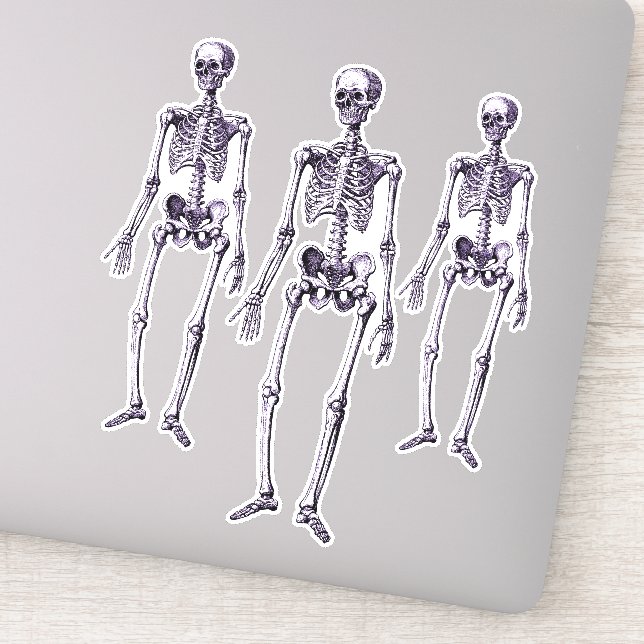 Creepy Lila Skeletons Halloween-Party Deco Aufkleber (Detail)