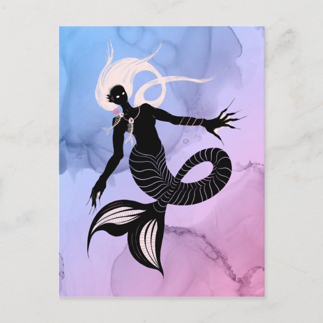 Creepy Mermaid Dark Fantasy Monster Goth Postkarte (Vorderseite)