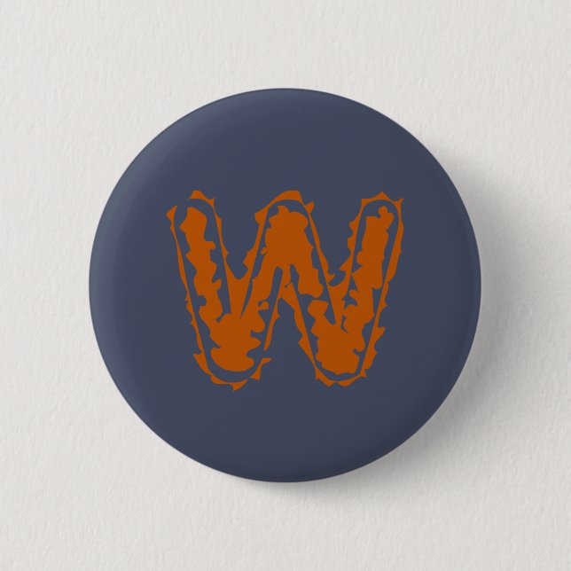 Creepy Monogram Clashing Orange auf Blue Button (Vorderseite)
