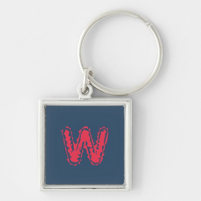 Creepy Monogram Clashing Red auf Blue Schlüsselanhänger (Vorne)