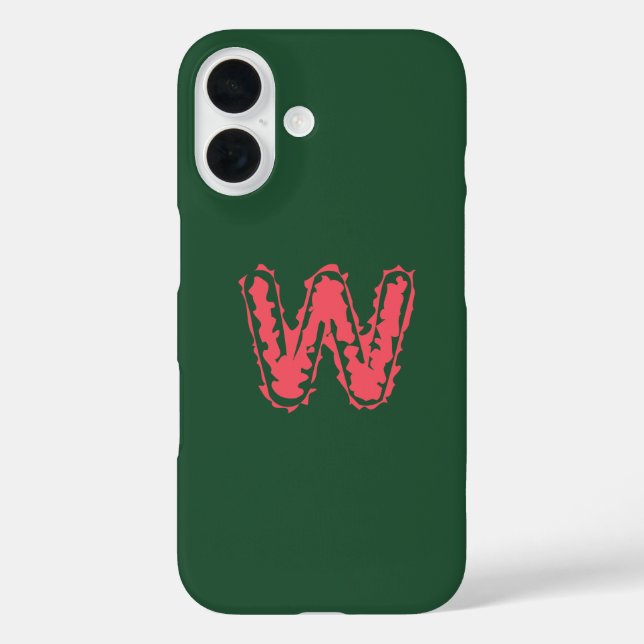 Creepy Monogram Clashpink auf Green iPhone 16 Hülle (Rückseite)