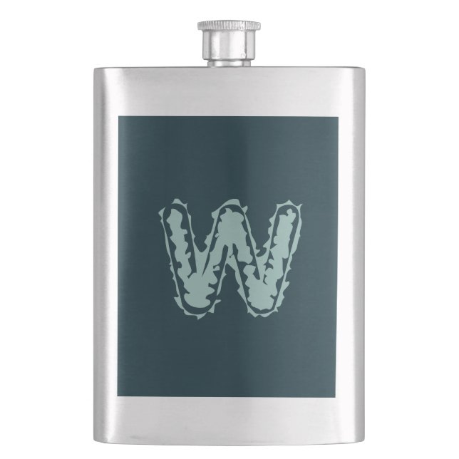 Creepy Monogram Mint Green auf Deep Blue Flachmann (Vorderseite)