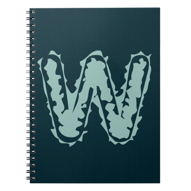 Creepy Monogram Mint Green auf Deep Blue Notizblock (Vorderseite)
