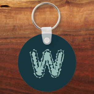Creepy Monogram Mint Green auf Deep Blue Schlüsselanhänger