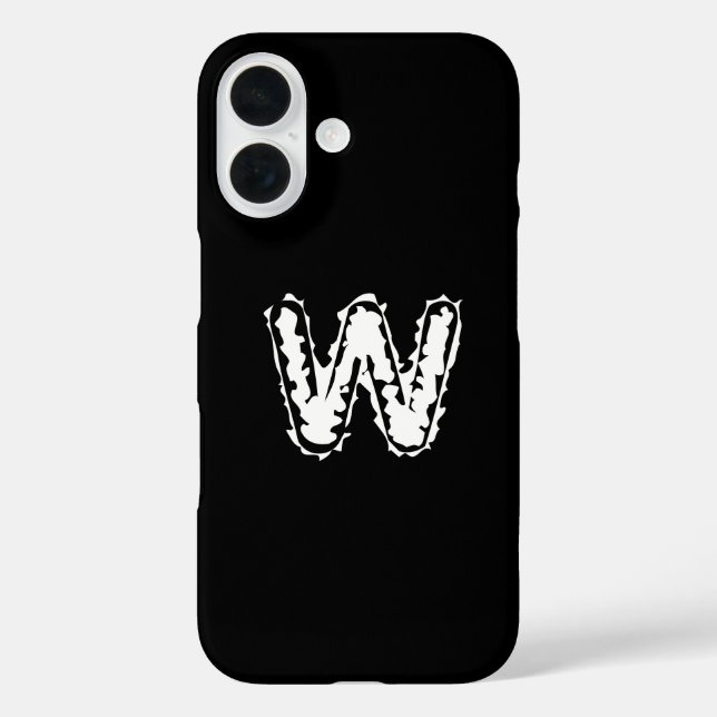 Creepy Monogram White auf Black iPhone 16 Hülle (Rückseite)