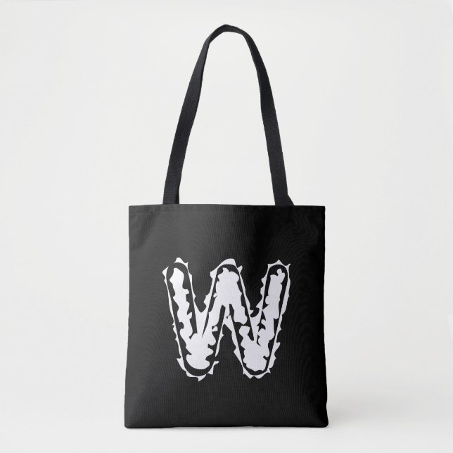 Creepy Monogram White auf Black Tasche (Vorderseite)