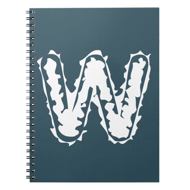 Creepy Monogram White on Blue Notizblock (Vorderseite)
