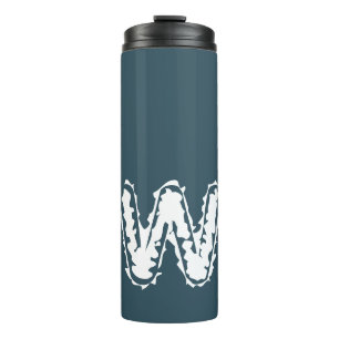 Creepy Monogram White on Blue Thermosbecher