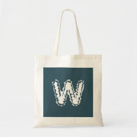 Creepy Monogram White on Blue