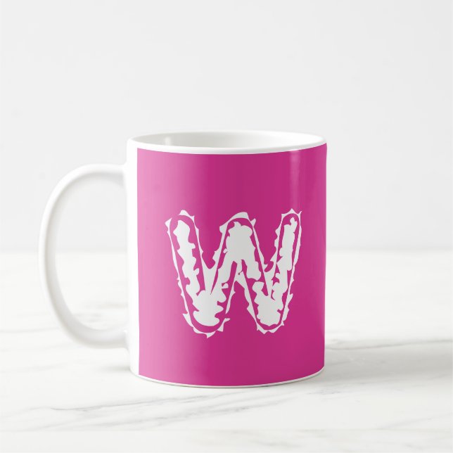 Creepy Monogram White on Pink Kaffeetasse (Links)