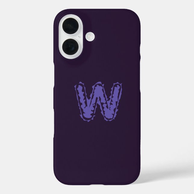 Creepy Monogramm Lila auf Lila iPhone 16 Hülle (Rückseite)