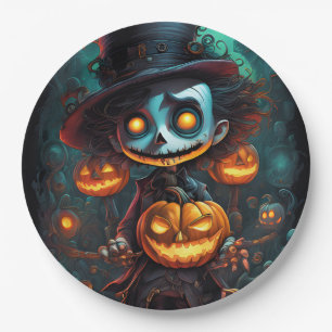 Creepy Monster und Jack-O-Lanterns Pappteller