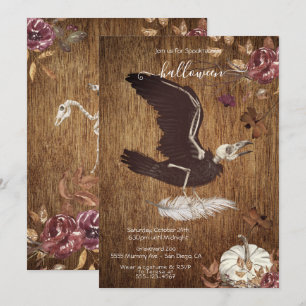 Creepy Moody Halloween Crow & Feather Einladung