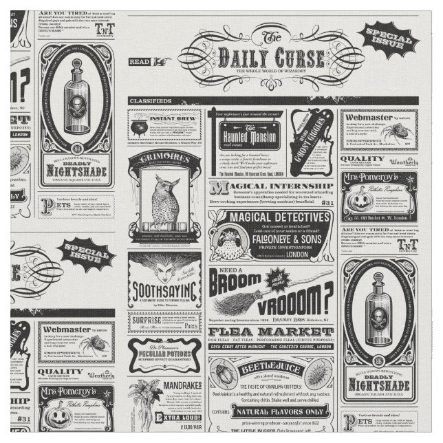 Creepy Newspaper Stoff (Nahaufnahme)